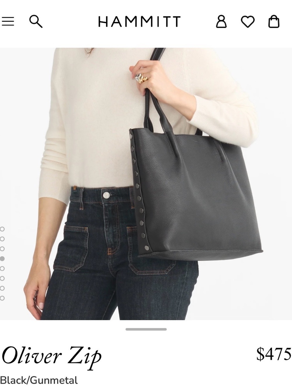 Hammitt Oliver Black Leather Tote